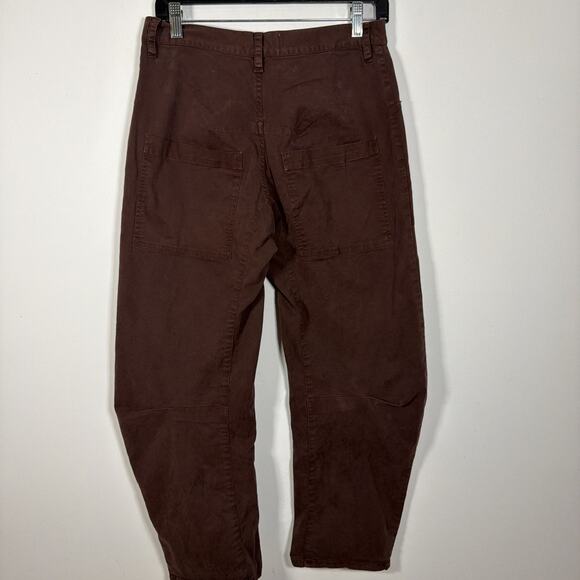 Niki Lotan Shon Pant Cotton Twill Tapered Stretch Brown 00 Barrel Leg Slouchy - Picture 8 of 11